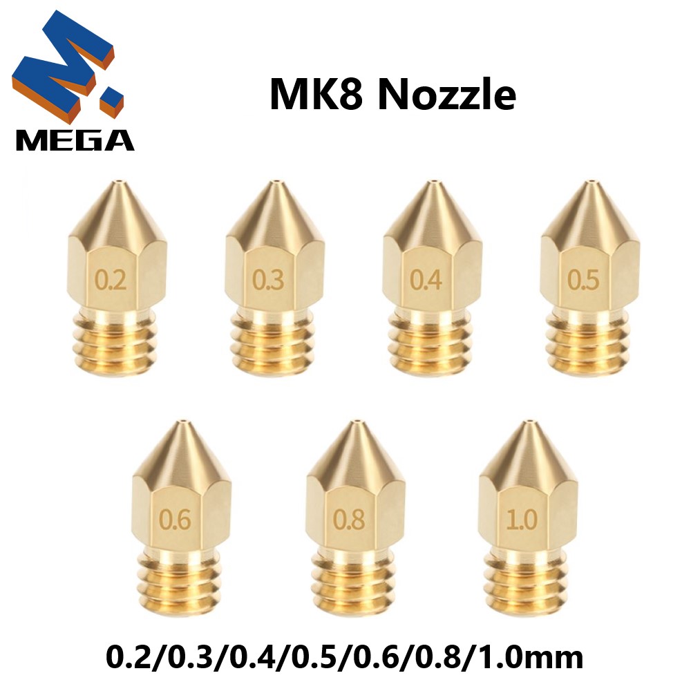 3D Printing Ender - MK8 Brass Nozzle 0.2/0.3/0.35/0.4/0.5/0.6/0.8/1.0mm Extruder Print