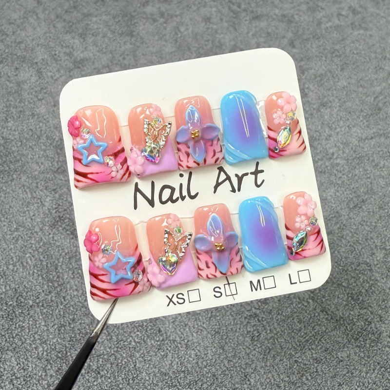 3D Printing Nails - 10pcs Handmade Fake Nails Duckbill Shaped