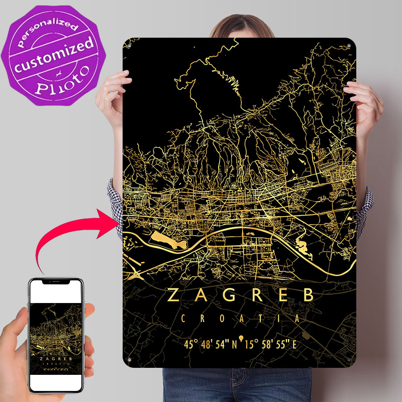 3D Printing Zagreb - ZAGREB MAP CROATIA 3D Texture Printed