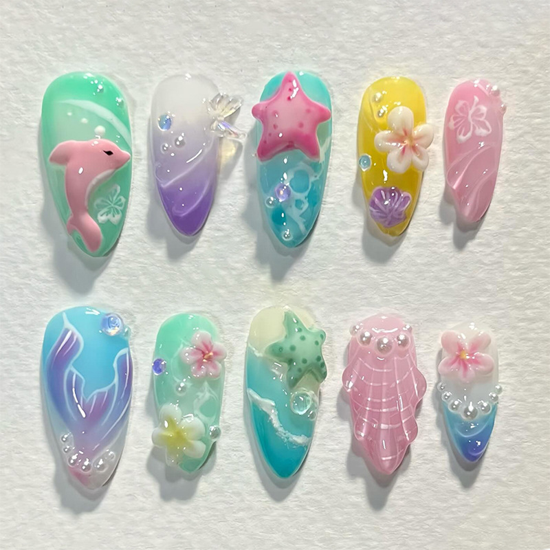 30pcs Summer Press on Nails 3D - 3D Printing Nails recension och pris