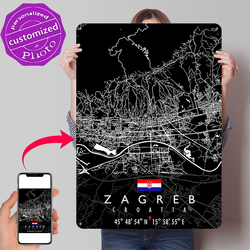 ZAGREB MAP CROATIA Poster Retr - 3D Printing Zagreb recension och pris