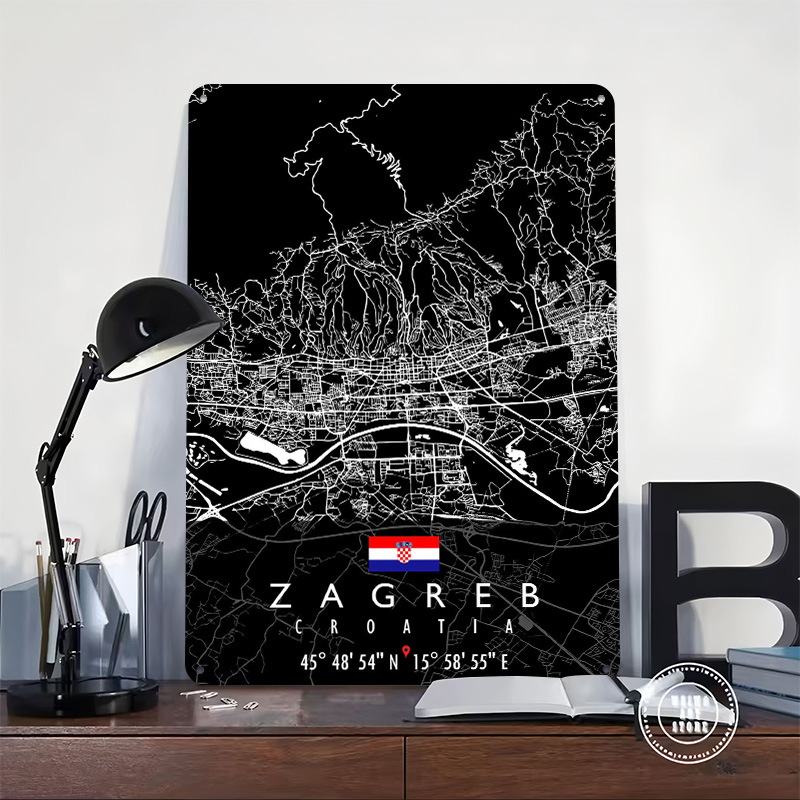 ZAGREB MAP CROATIA Poster Retr - 3D Printing Zagreb recension och pris