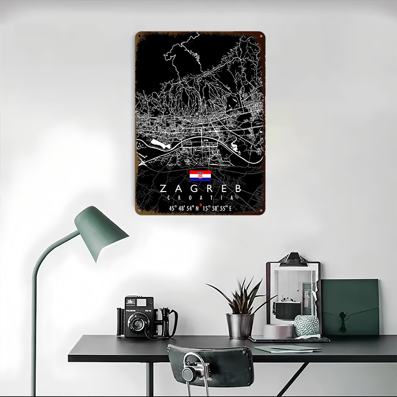 ZAGREB MAP CROATIA Poster Retr - 3D Printing Zagreb recension och pris