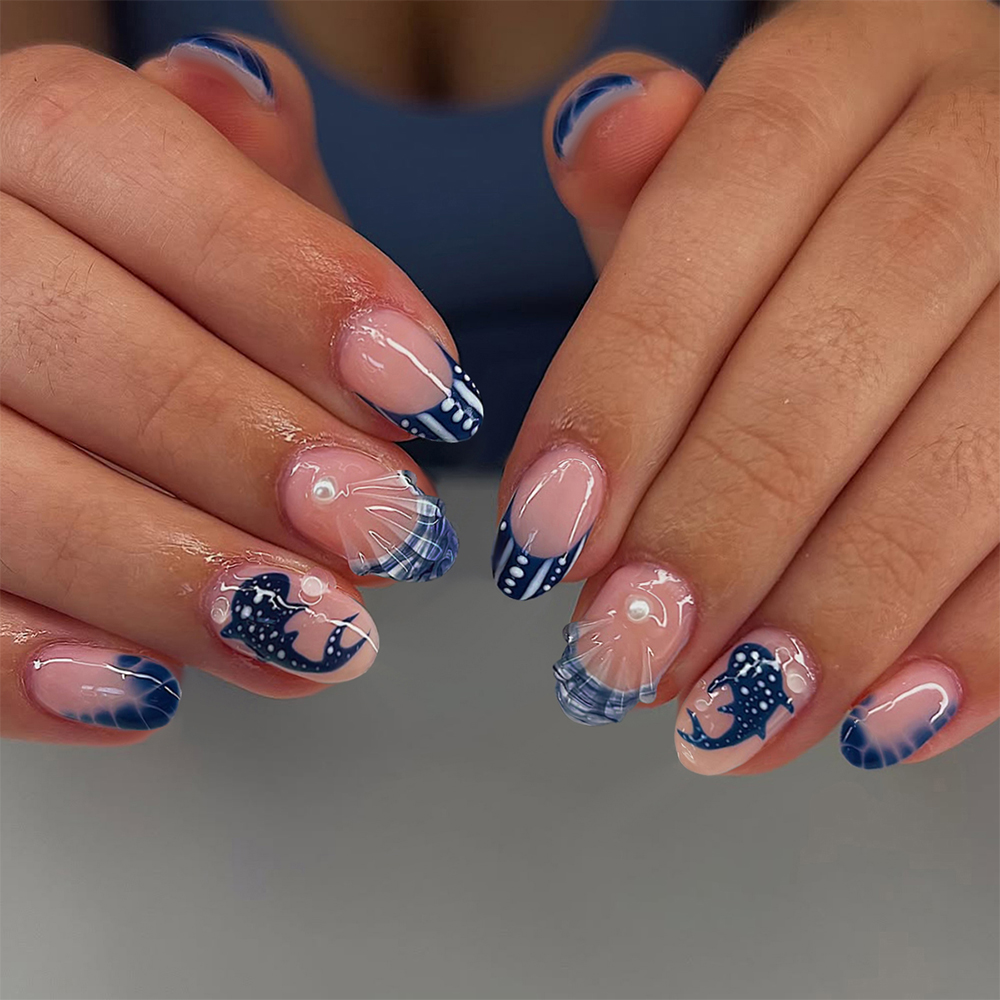 24pcs Almond 3d gel nails Whal - 3D Printing Nails recension och pris