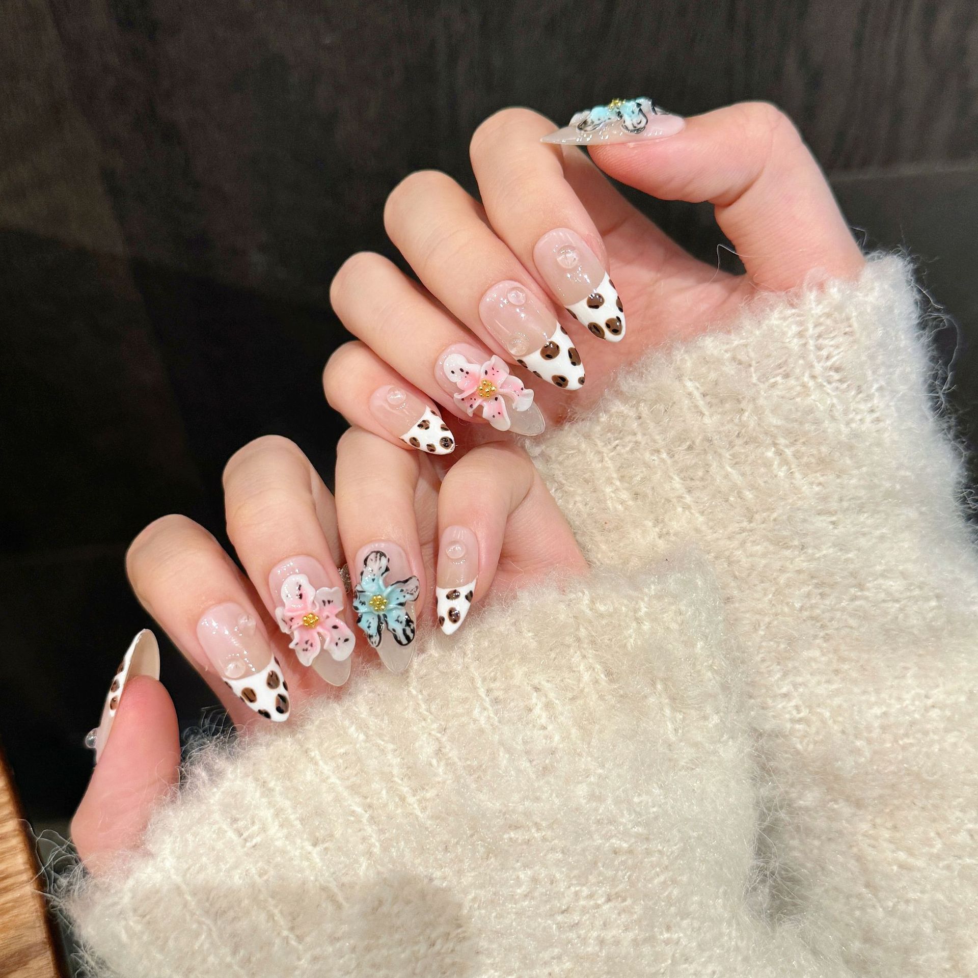 10pcs Glossy Almond Handmade F - 3D Printing Nails recension och pris