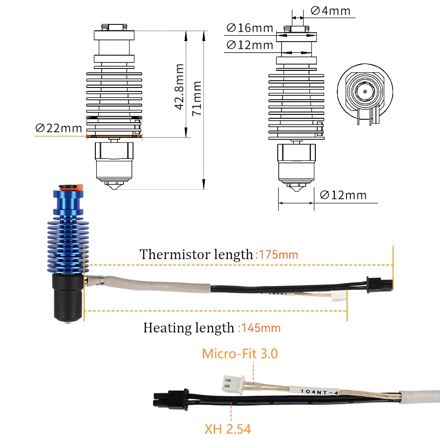 Volcano Hotend E3D V6 24V 50W  - 3D Printing Ender recension och pris